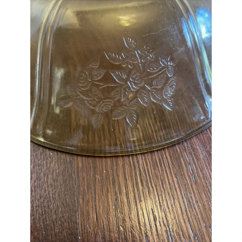 Vintage Serving Bowl, Yellow/Amber Federal‎ Glass Sharon Cabbage Rose 8.5